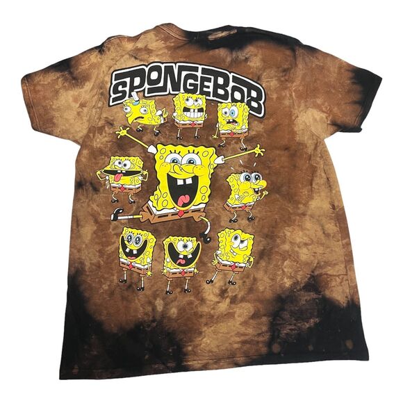 SpongeBob T-shirt Mens L Tie-Dye Ink Blots Nickelodeon Cartoon Y2K Allover Print - Picture 7 of 7